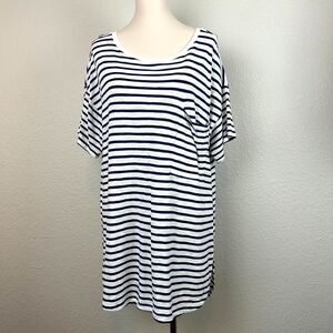 Banana Republic Women's Shirt Dress Striped Short Sleeve Oversized Pocket XL